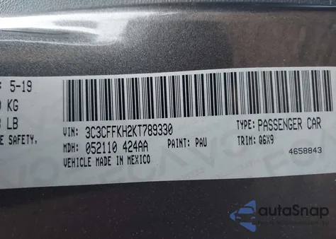 2019 Fiat 500 Pop z USA, uszkodzony, nr VIN 3C3CFFKH2KT789330